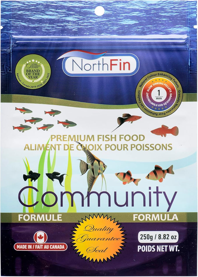Northfin fish food community formula slow sinking pellets 0.5mm diameter 100g