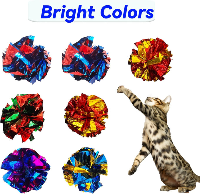 cat cat-crinkle-ball-toys 10-packs indoor-fit 2.3-inch-myyl-crinkle-balls-for-cats