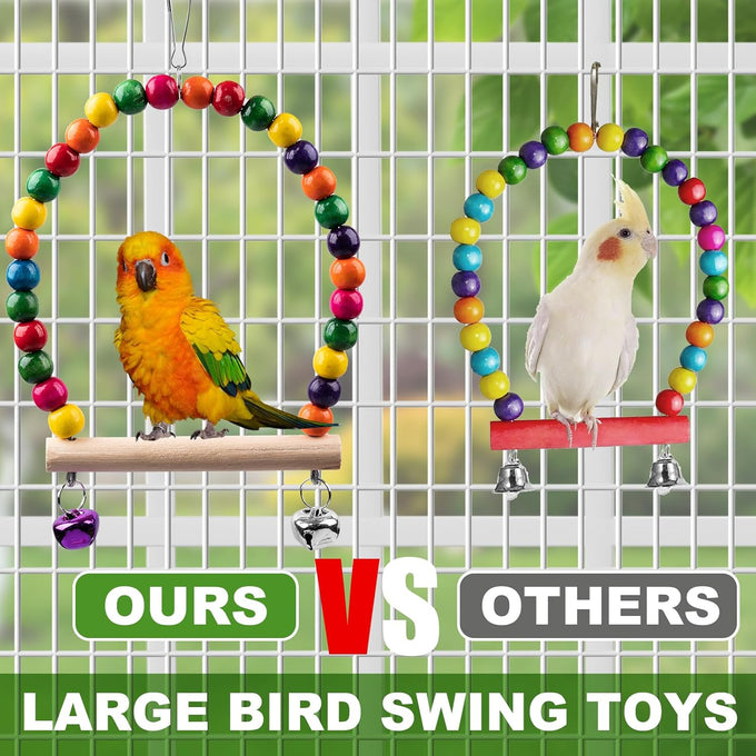 Wooden parakeet toys and accessories, 7-piece set for small conure, cockatiel, and budgie cages, 18 inches