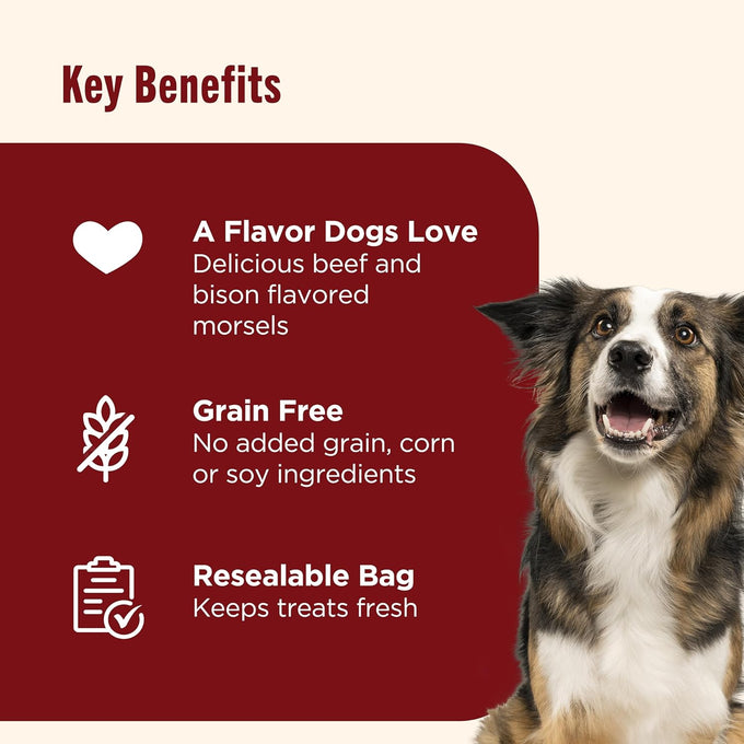 Rachael Ray Nutrish Burger Bites Beef Recipe with Bison Dog Treats, 12 oz Pouch