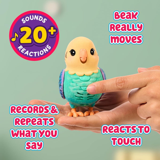 little live pets indie talking bird toy, 20+ sounds, realistic pet play, kids toy playset, ages 5-7, colorful cage