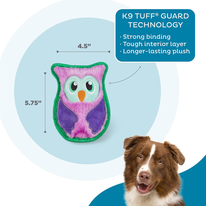 outward hound durablez minis owl plush dog toy, no stuffing, squeaky, jumbo squeaker, puppies, small dogs