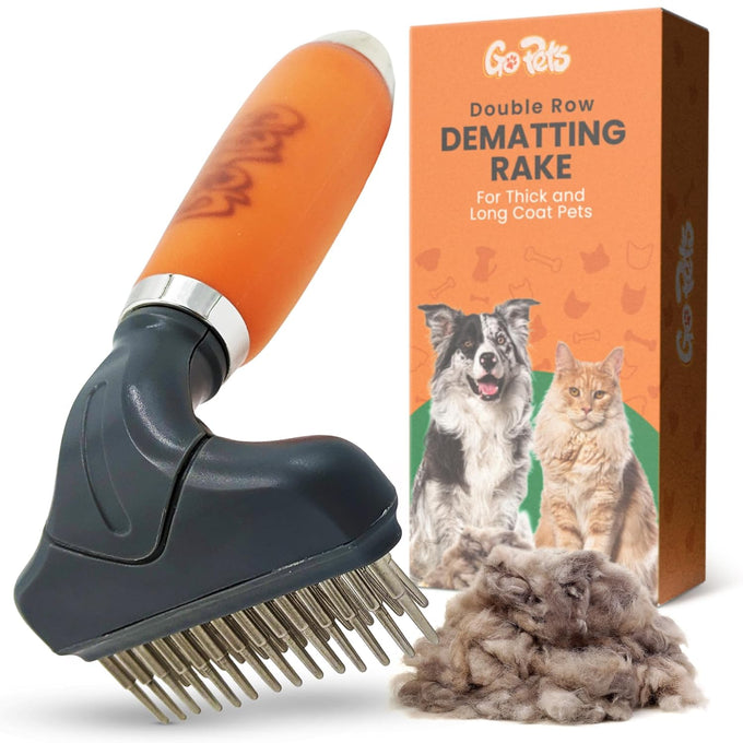 Gopets 2-in-1 dematting comb for dogs and cats, double-sided dog brush for shedding and deshedding