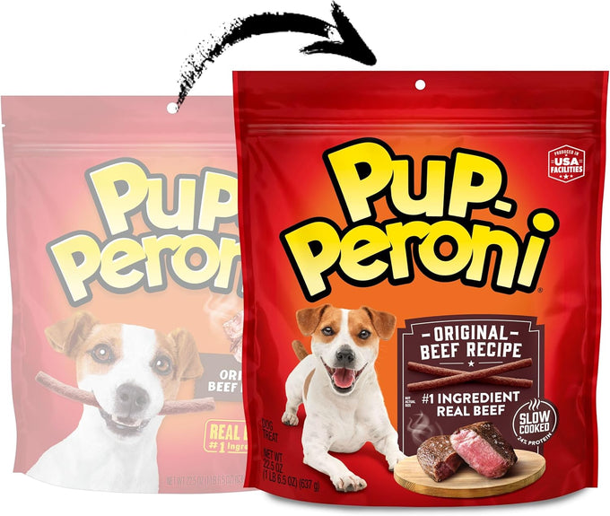 Pup-Peroni original beef recipe dog treats, tender texture, rich meaty taste, 22.5 oz bag