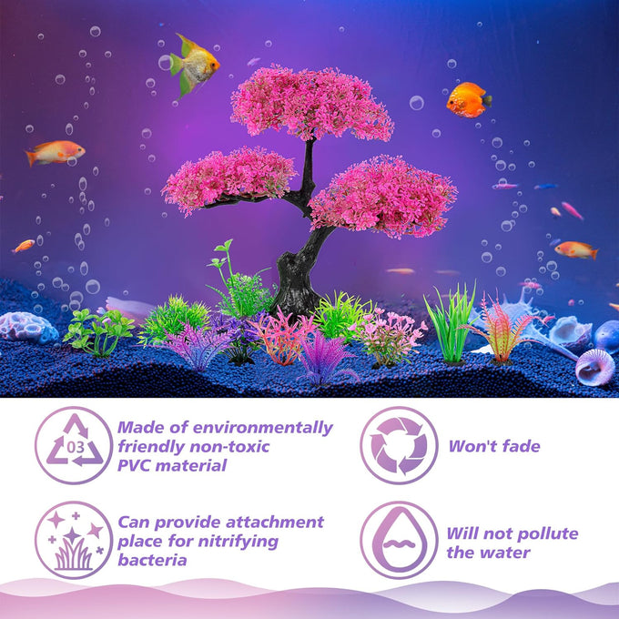 ameliade pink cherry blossom tree aquarium decor set for goldfish betta fish tank decorations