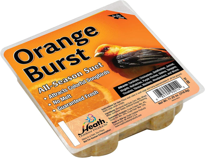 Heath Outdoor Products Orange Burst Suet Cake - 10-pack for year-round bird feeding