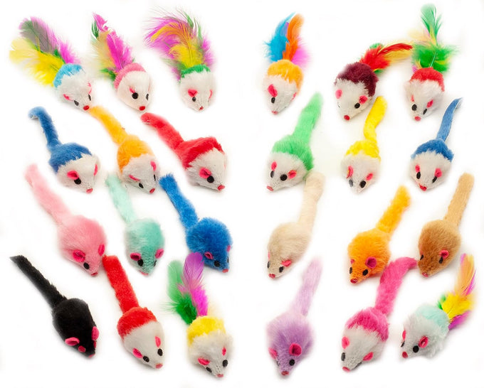 Fashion's Talk assorted mice cat toys fuzzy rattle mouse 48-count for indoor cats