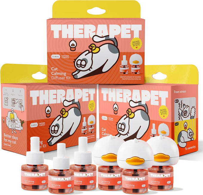 TherapetMD 60-Day Cat Calming Diffuser for Stress and Aggression - Dual-Pheromone Technology - 60-Day Refill Included - 700 sq ft Coverage