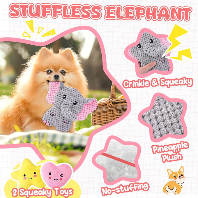 XIUGOAL pink puppy toys 9 pack for small dogs teething enrichment squeaky plush toys rope toys