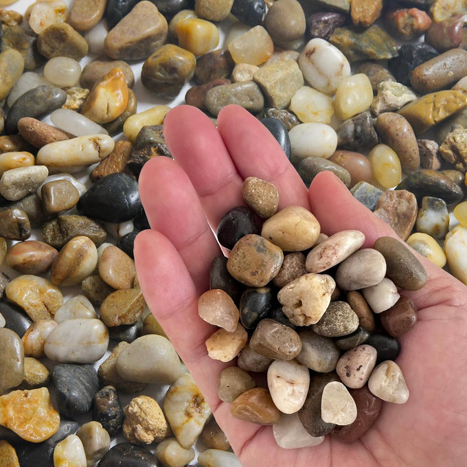 pebbles polished gravel natural mixed color stones small decorative river rock stones 2 pounds