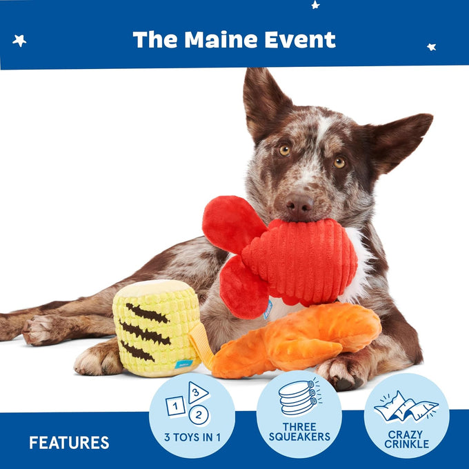 Barkbox The Maine Event Dog Toy Bundle - Plush Toys for Medium to Large Dogs with Squeakers