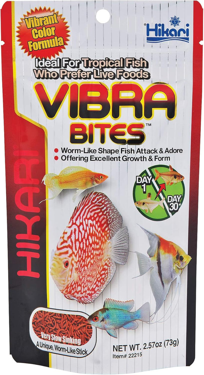 Hikari Vibra Bites, Color Enhancing Fish Food with Meal Worms, Live Food Alternative for Tropical Fish