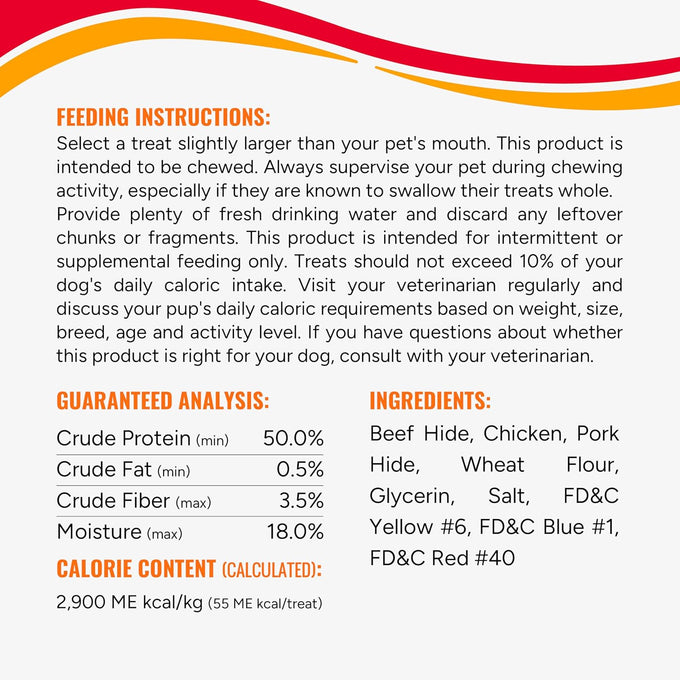 Good 'n' Fun Triple Flavor Ribs Chews for All Dogs, 24 Ounces Beef Hide Chicken Pork Treats