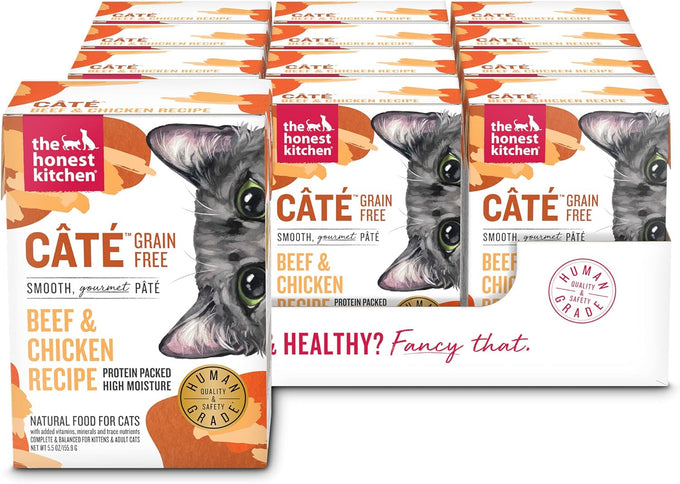 The Honest Kitchen Human Grade Grain Free Beef & Chicken Pâté Wet Cat Food, 5.5 oz, 12-pack