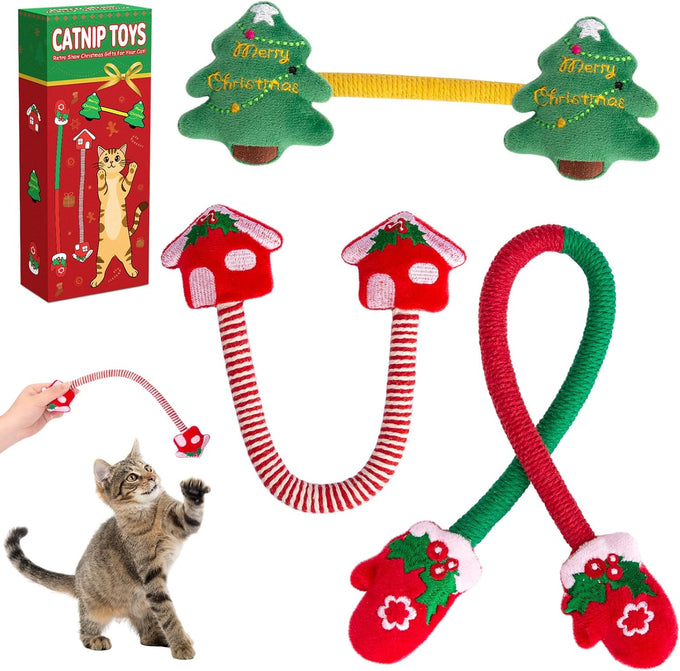Retro Shaw Crochet Mice Cat Toys, 3 Pcs Durable Yarn Cat Mouse Toys for Indoor Cats with Catnip & Silvervine