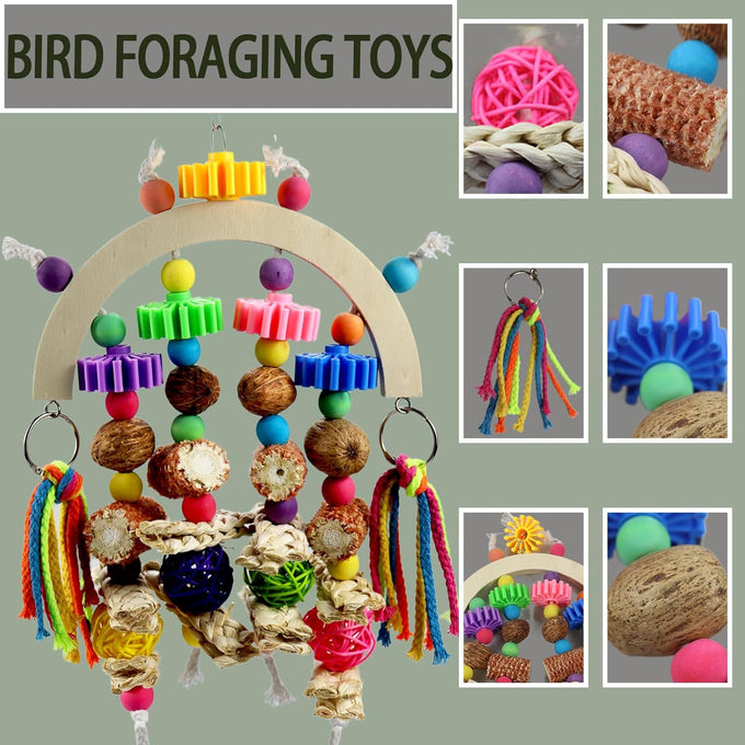 Natural Corncob Wood & Mango Chew Toys for African Grey Parrots, Small Parrots, Parakeets