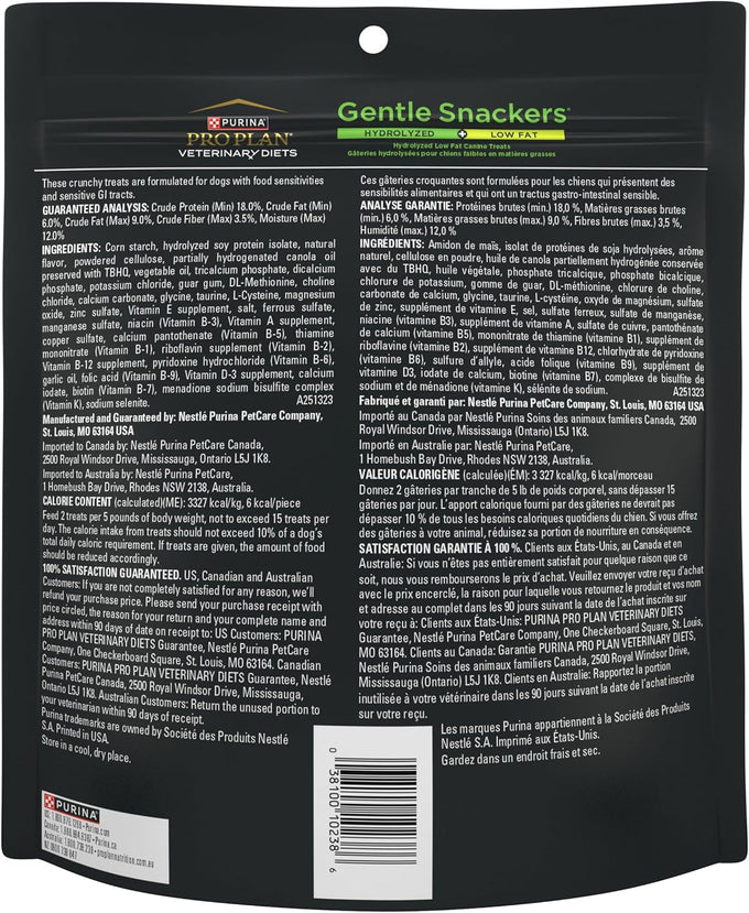 Purina Pro Plan Veterinary Diets Gentle Snackers Hydrolyzed Plus Low Fat Dog Treats, 8 oz. Pouch, Single Hydrolyzed Protein Source
