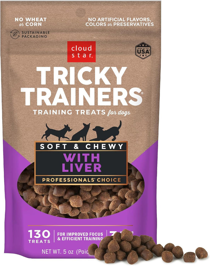 Cloud Star Tricky Trainers Soft & Chewy Liver Dog Treats, 14 oz. Pouch, Bite-Sized, Made in the USA