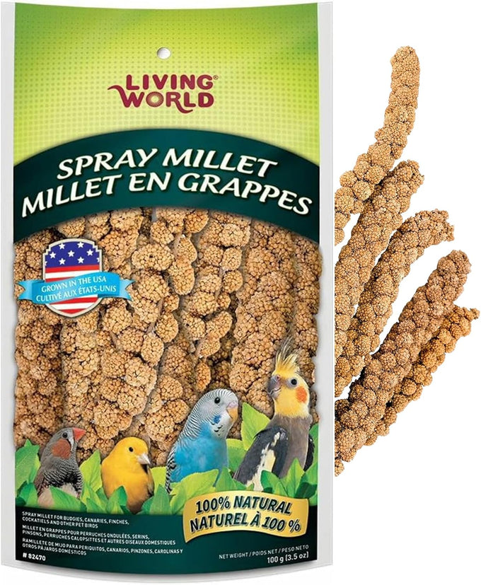 Living World Millet Spray for Birds 3.5 Oz - Premium Treat for Pet Birds and Small Birds