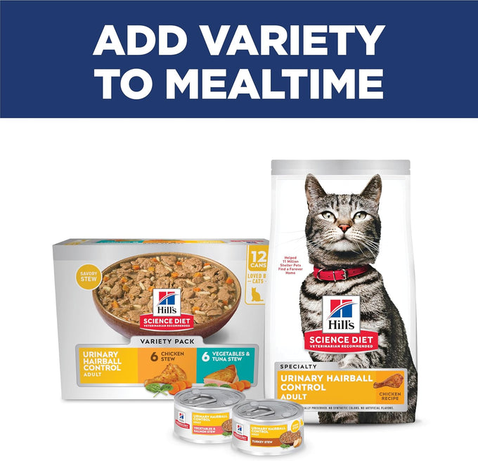 Hill's Science Diet Adult Urinary Hairball Control Dry Cat Food, Chicken Flavor, 7 lb. Bag