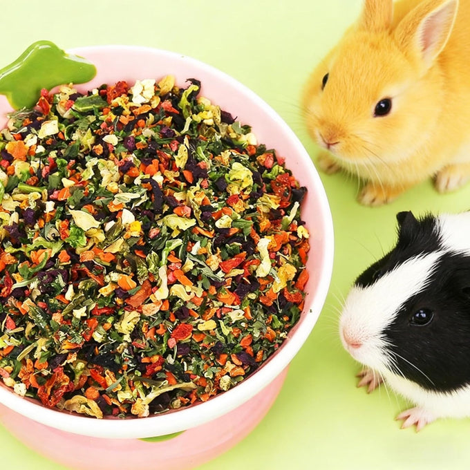 Hamster and Bunny freeze-dried fruit and vegetable salad with natural fiber and vitamins, 3.88oz resealable jar