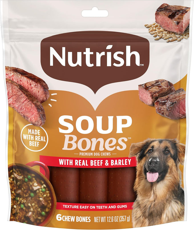 Rachael Ray Nutrish Soup Bones Premium Dog Chews with Real Beef and Barley, 11 Chews, Various Sizes