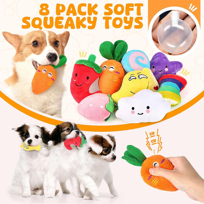 loyee dog squeaky toys 8 pack plush puppy chew set for medium small dogs pet supplies