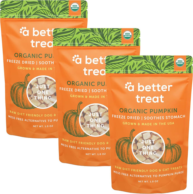 A Better Treat Freeze Dried Organic Pumpkin Dog and Cat Treats, Single Ingredient, Natural, Healthy