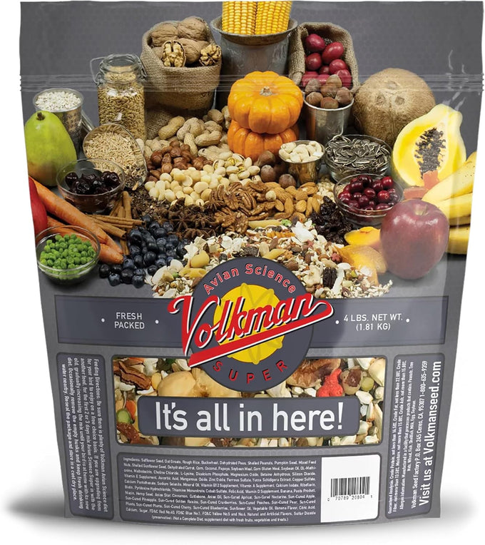 volkman avian science super african grey bird food 4lb for african grey parrots and amazons