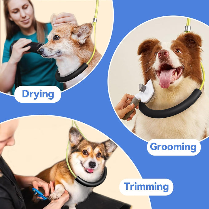 Foldable dog grooming arm for small medium dogs with adjustable height 26-40" and no-sit holder