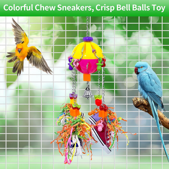 Parrot pullable colorful chew sneakers bird toys for amazons mini macaws african greys cockatoos conures cockatiels lovebirds parrotlet eclectus