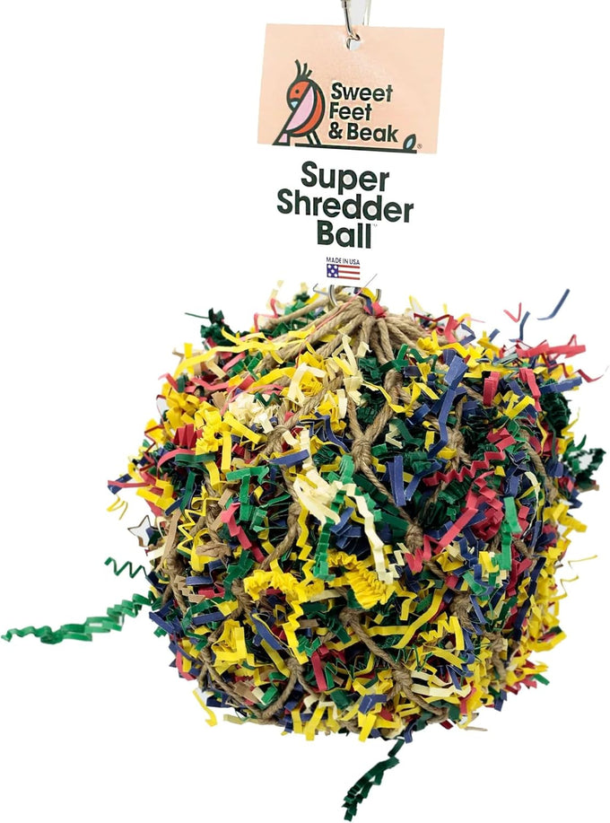 3 inch colorful paper and wooden shredder ball bird toy for cockatiels parrots and more