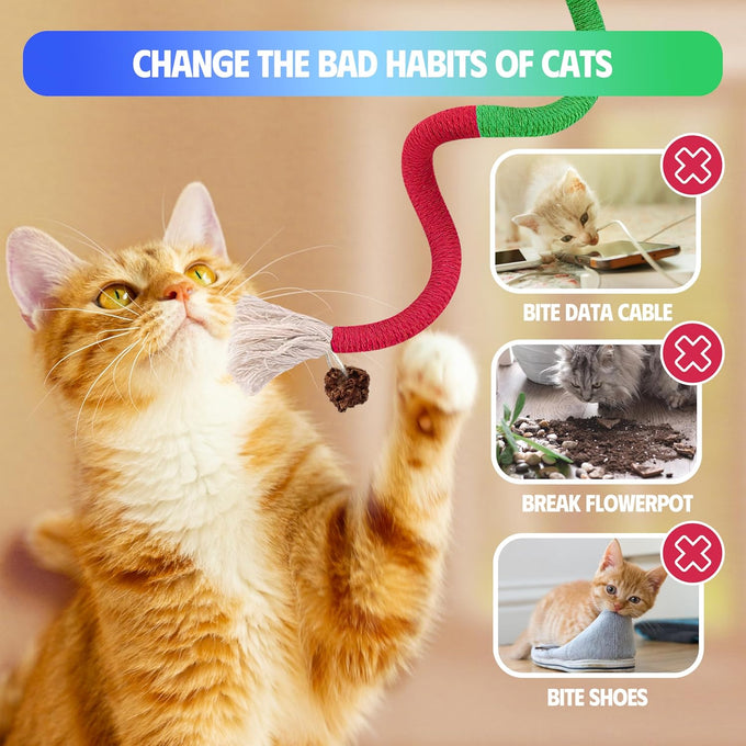 GBSYU 6Pcs Silvervine Cat Chew Rope & Sticks, Refillable Catnip Bag for Teeth Cleaning and Stress Relief
