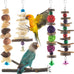 7-pack parakeet natural wood toys for small birds parrot hanging cage toy perch stand