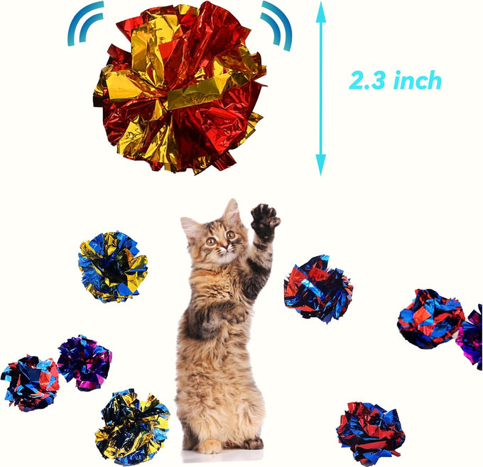 cat cat-crinkle-ball-toys 10-packs indoor-fit 2.3-inch-myyl-crinkle-balls-for-cats