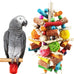 Parrot toys for large birds, natural peppered wood, African Grey, Macaws, Cockatoos, Amazon Parrot chew toys, aviary hanging accessories