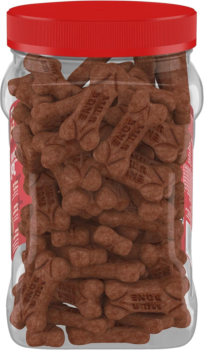 Milk-Bone Soft & Chewy Dog Treats, Made with Real Beef & Filet Mignon, 25 Ounce Canister for Dogs of All Ages
