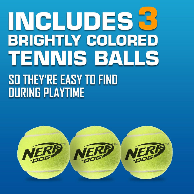 Nerf Dog Tennis Ball Blaster Dog Toy Gift Set, launches up to 50 ft, translucent blue, for all breeds