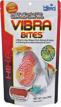Hikari Vibra Bites, fish flavor, 9.8oz, for tropical fish, live food alternative, color enhancing ingredients
