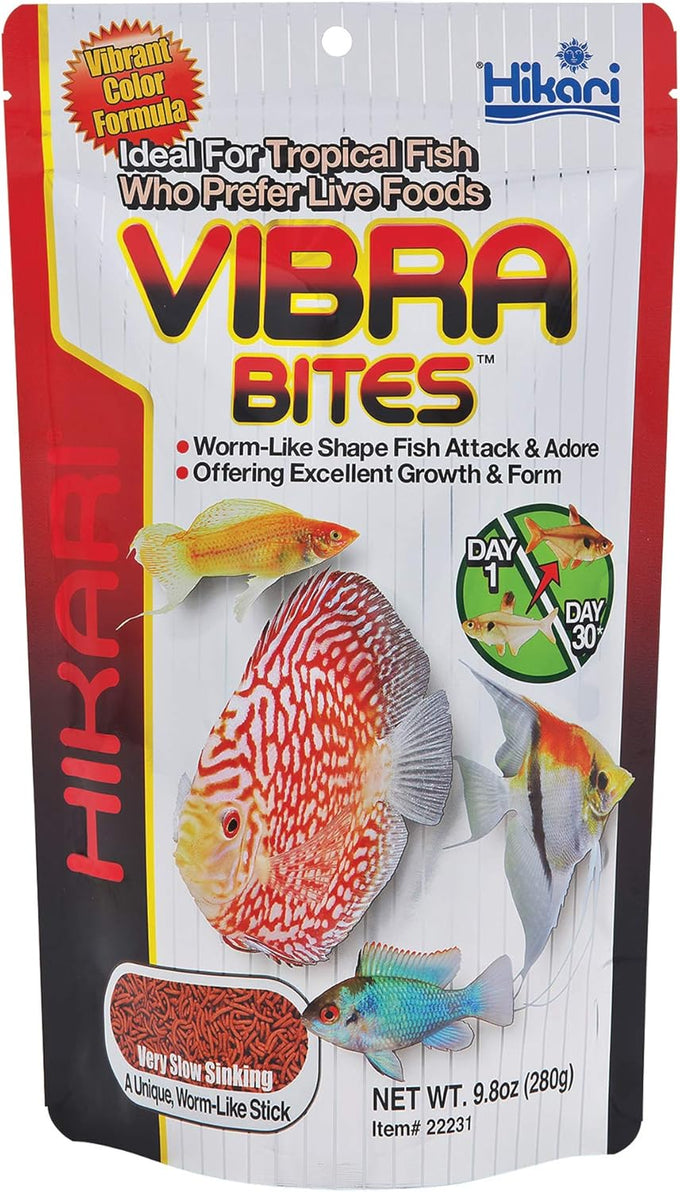 Hikari Vibra Bites, fish flavor, 9.8oz, for tropical fish, live food alternative, color enhancing ingredients