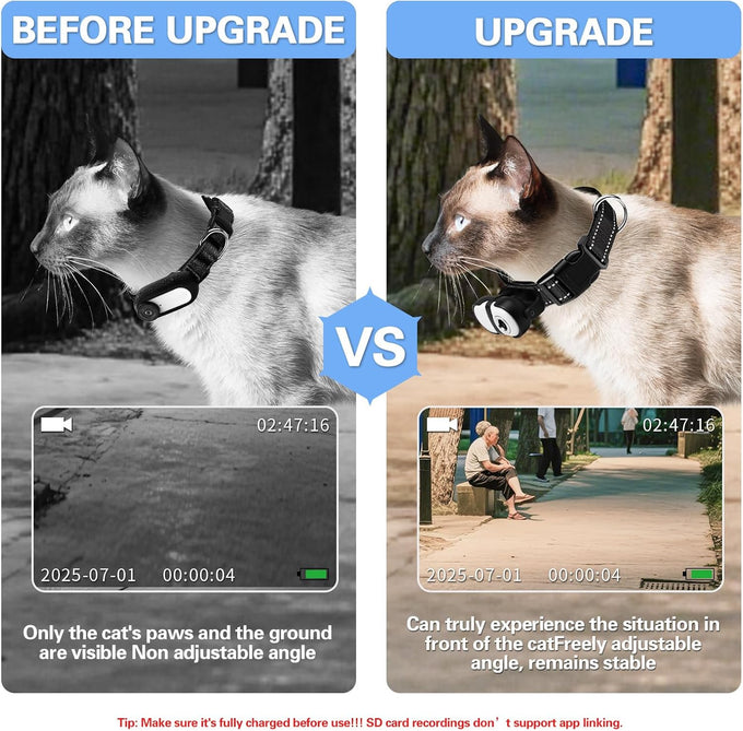 HD 1080P Pet Camera Collar with Video Record Wireless Mini Sport Cam, Small Action Cameras for Pet Supplies