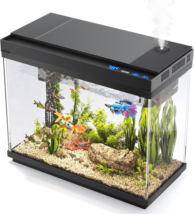 Vehipa 2.4 Gallon Fish Aquarium Starter Kit with Smart Humidifier and Temperature Display