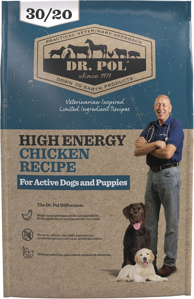 Dr. Pol Chicken Dog Food - High Energy Dry Kibble, Sensitive Stomach
