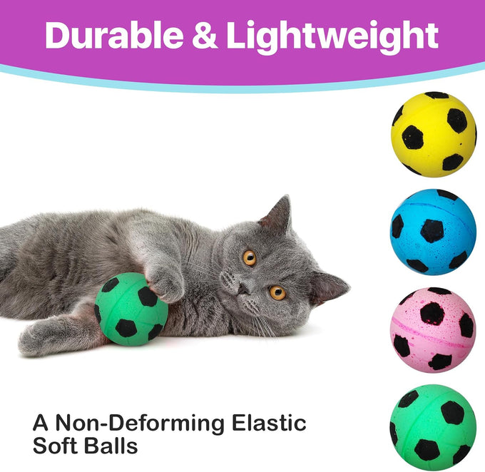 spot interactive colorful plush cat toys soccer balls 1.5 inch assorted 4 pack