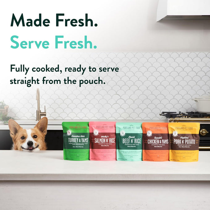Portland Pet Food Fresh Dog Food Pouches - Gluten-Free Meal Toppers