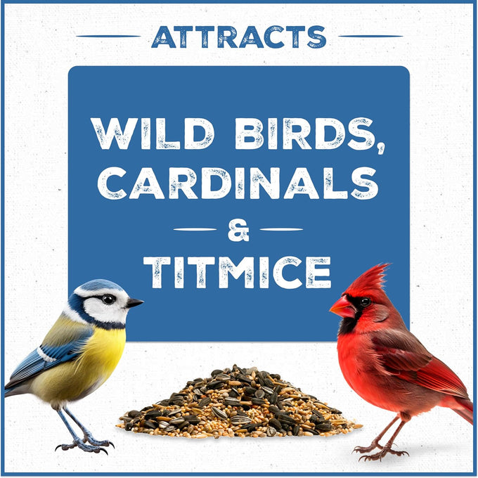 Pennington 22.5-lb Wild Bird Seed for Outside Feeders, Critter-Proof Bucket, Songbird Favorites and Year-Round Nutrition