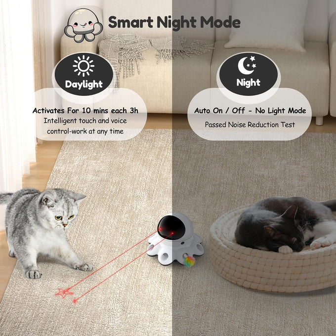 orsda 2-in-1 interactive automatic motion activated cat laser toy with feathers and usb rechargeable