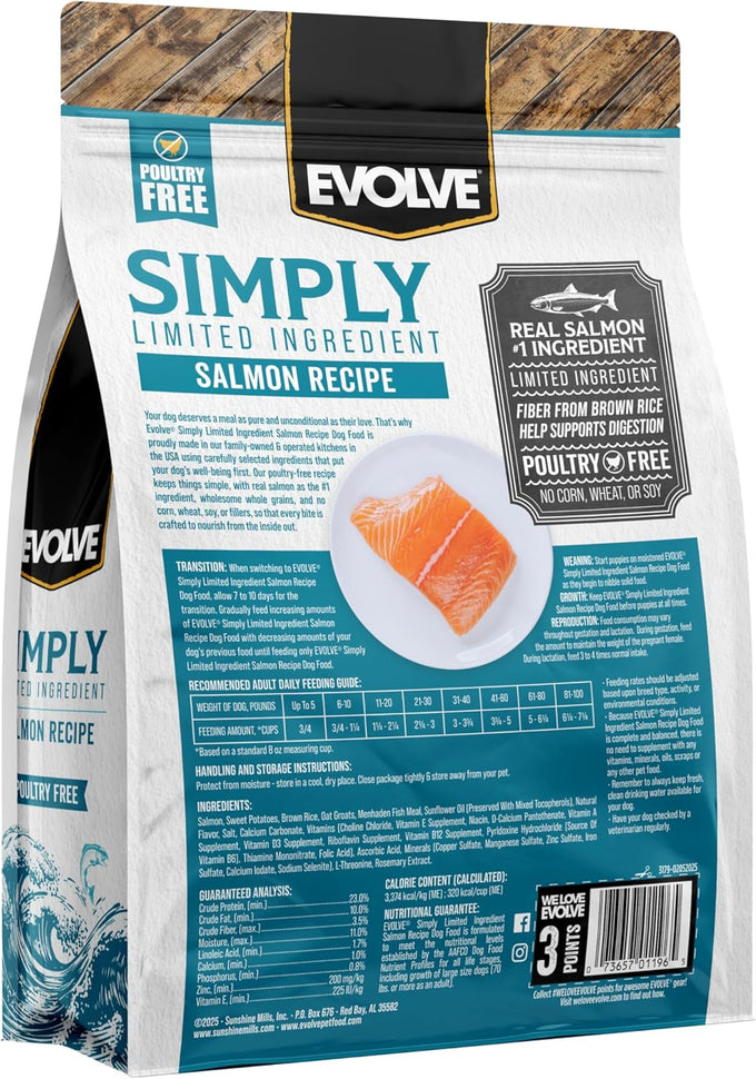 Evolve Simply Limited Ingredient Salmon Dry Dog Food Recipe, 4lb.