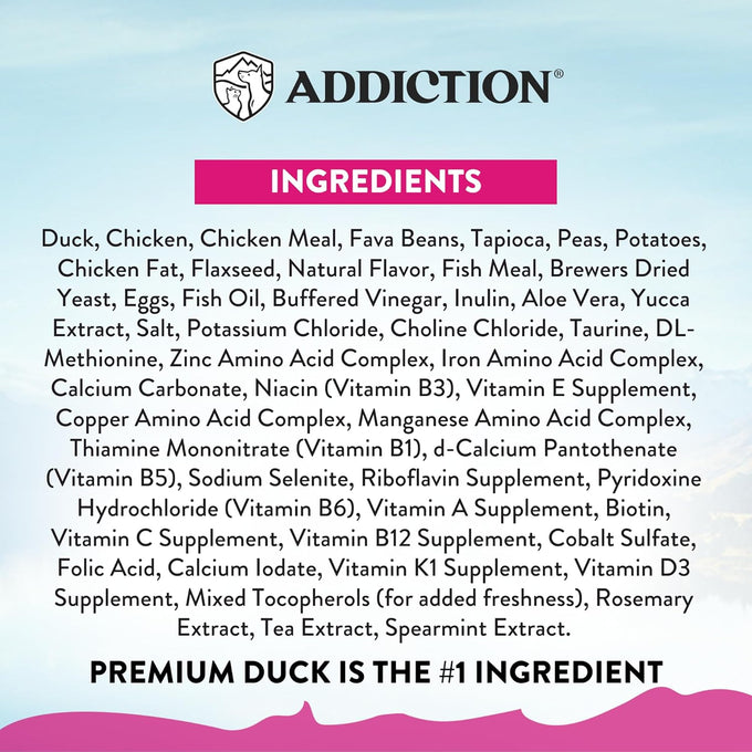 Addiction Duck Royale - 4lbs Cage-Free New Zealand Duck Recipe Grain-Free Dry Cat Food
