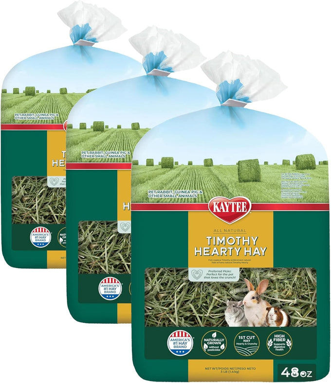 Kaytee Timothy Hearty Hay for Small Animals, 48 oz, Crunchy and High Fiber